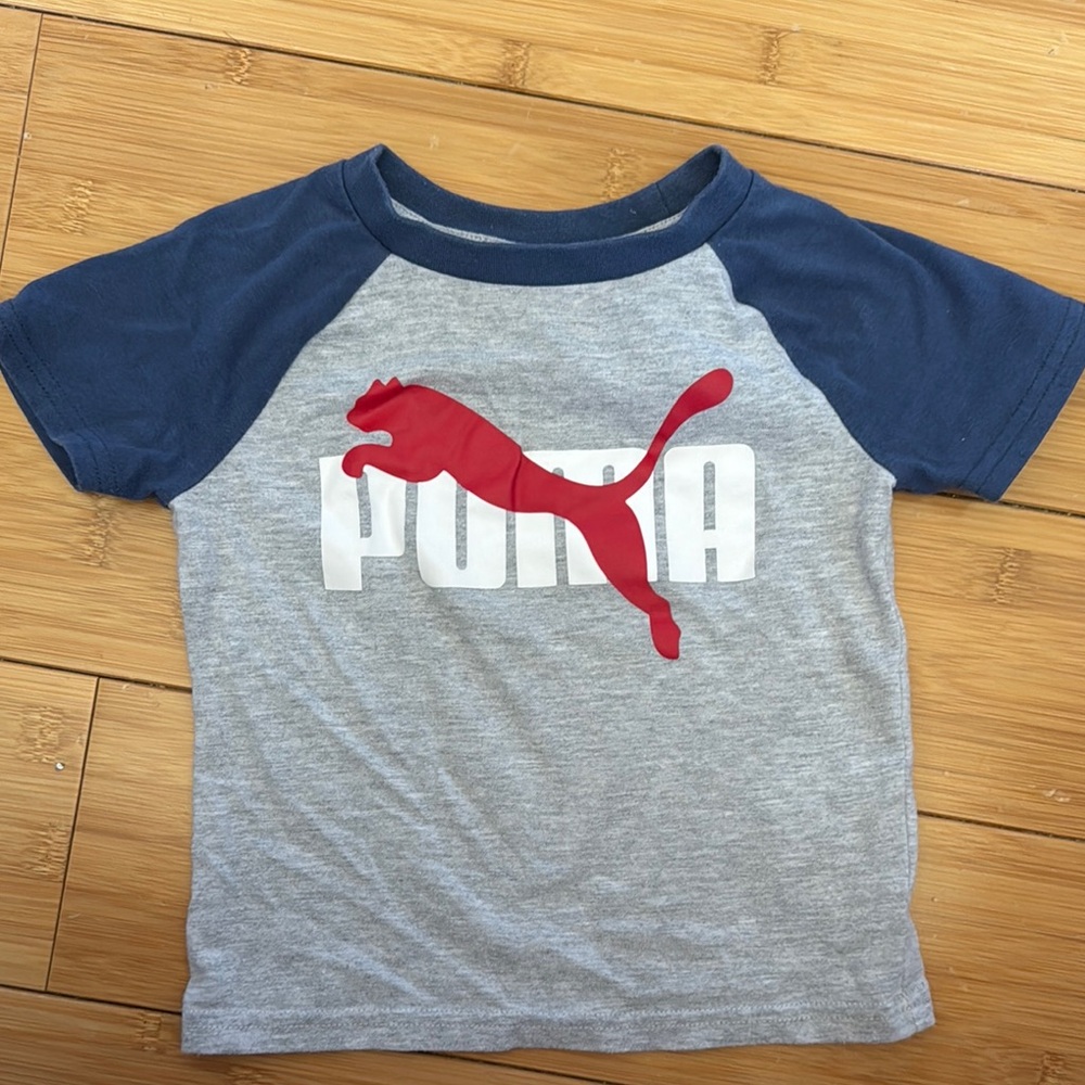 Puma Blue and Gray Short Sleeve Tee with Iconic Logo